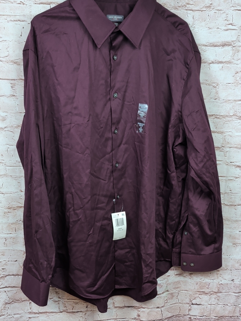 Van Heusen Men's Maroon Dress Shirt XXL New Nwt